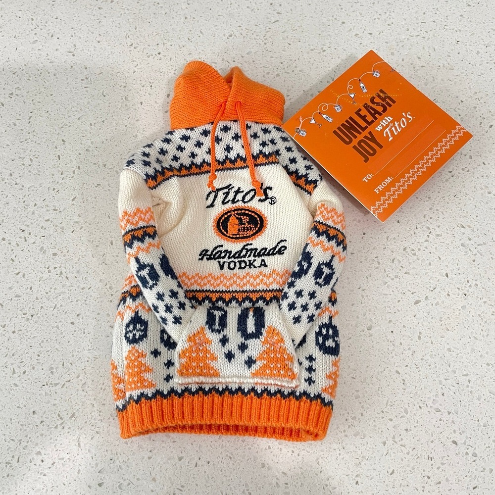 NEW Titos Handmade Vodka Bottle‎ Sweater Hoodie Fair Isle Vodka For Dog People